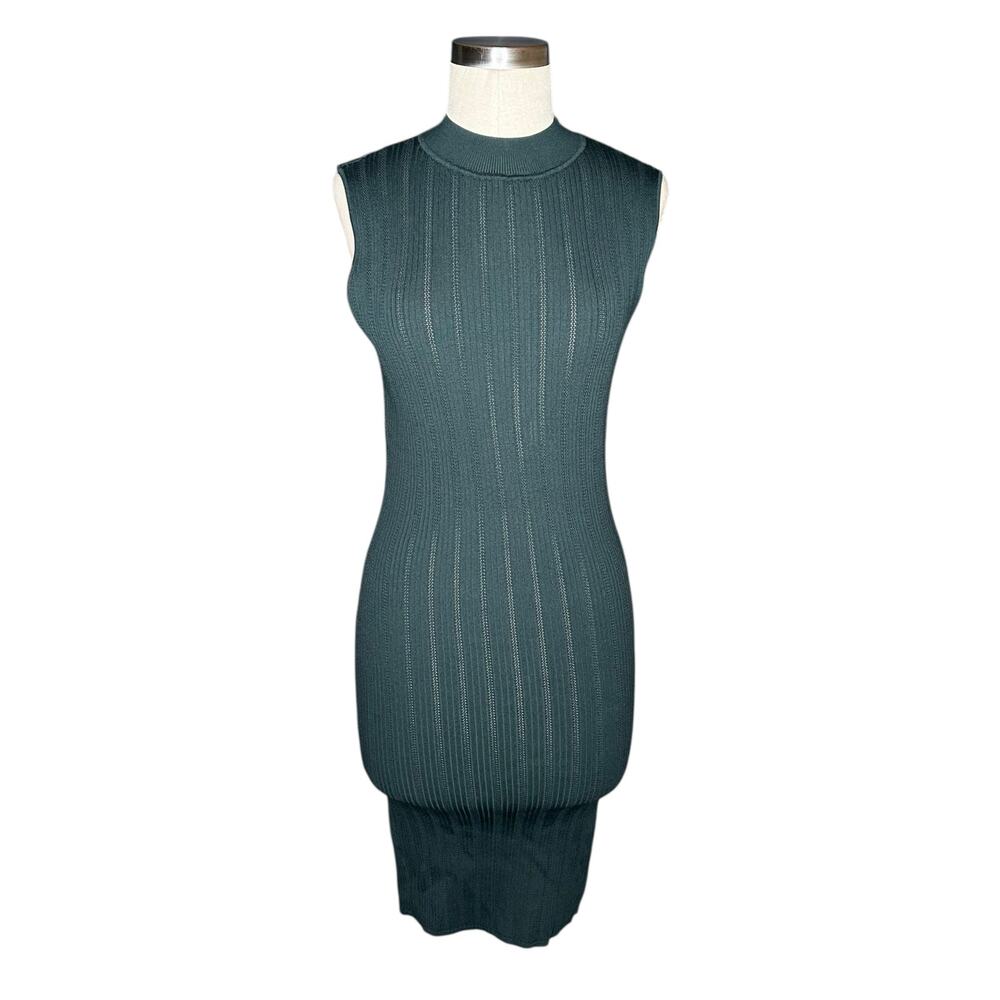 MARCIANO BY GUESS Chenille Green Zoe High Neck Tank Sweater Dress‎ Women's Large